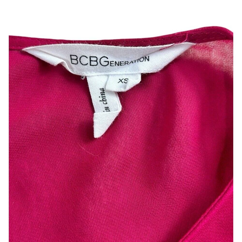 BCBGeneration Magenta Semi Sheer Blouse Sz XS Open Back Loose Long-Sleeve Top - Picture 3 of 7